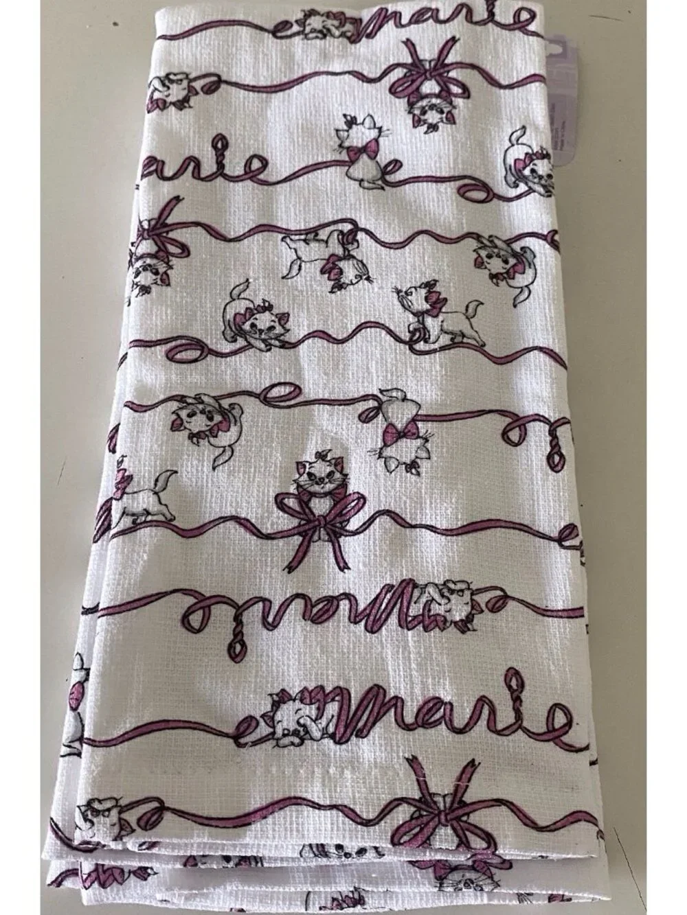 2 Pk Disney The Aristocats Marie Pink Ribbons Bows Kitchen‎ Towels 16” X 26” NEW